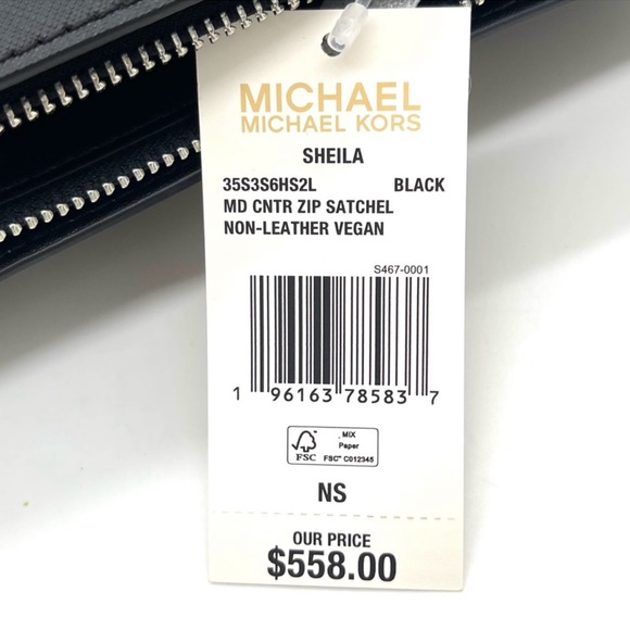 Michael Kors Sheila Medium Center Zip Satchel Bag Black - Picture 11 of 11